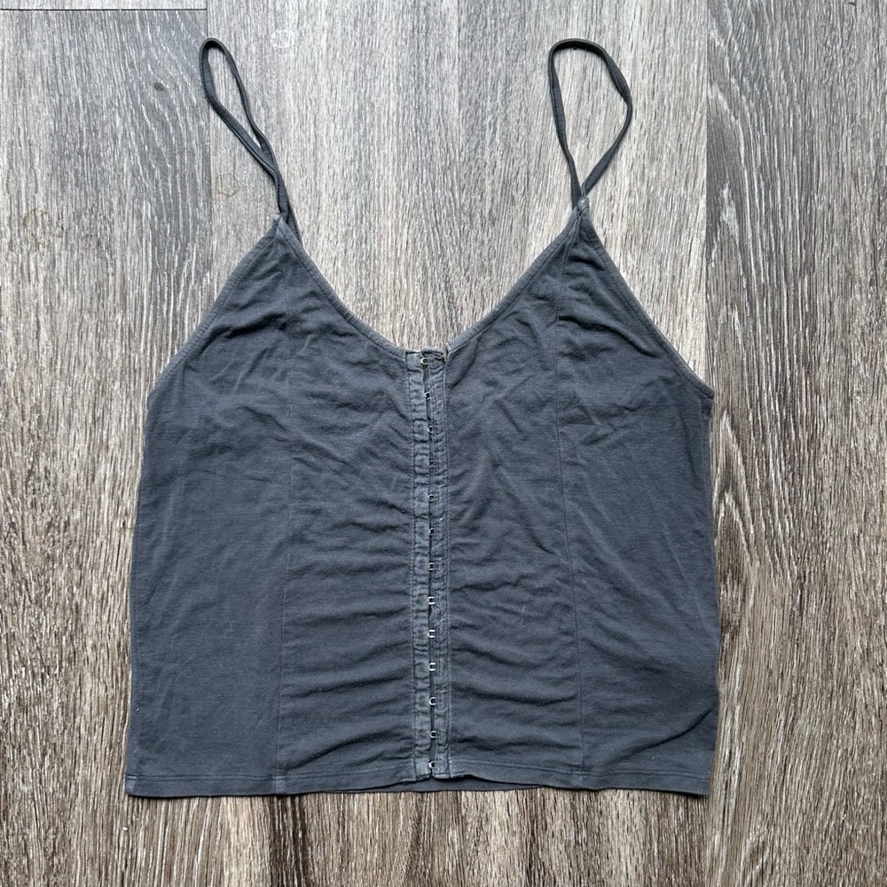 American Eagle Outfitters Black Snap-Front Spaghetti Strap Cami